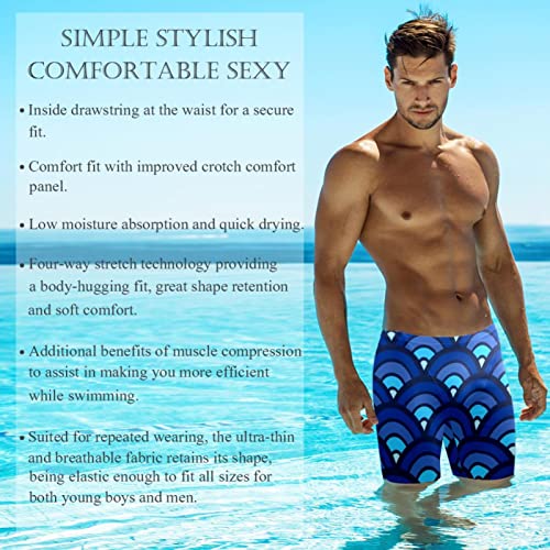 Bañador de natación seco y fresco con diseño de escamas azules para hombre 3