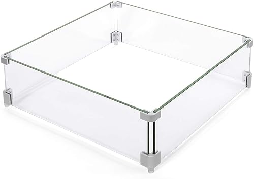 Barton Protector de viento para hoguera, vidrio templado (18.5 x 18.5 pulgadas) de grosor de 0.315 pulgadas (0.315 in) de grosor, valla de