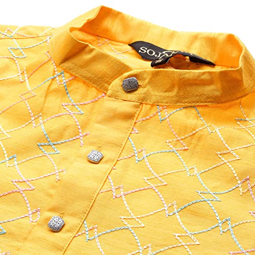 Image of SOJANYA Men's Silk Intricate Multi-Thread Embroidered Long Kurta | Ethnic Wear for Festive & Wedding