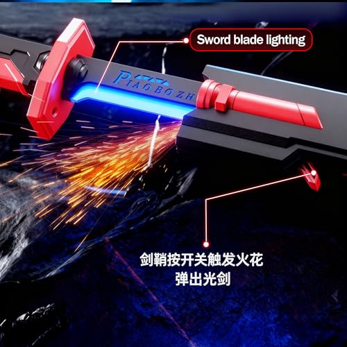 FKCOQ Toys - 32" Pretend Play & Knight Toys Sparkblade Sword with Sparks, Realistic Smoke, Sparks on Draw, Multicolor LED Lights, Perfect for Costumes, Halloween, and Display - Image 2