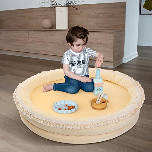 Large Floor Pillow Kids Floor Cushion Seating, Big Circle Pillow Round Floor Pillows Seating For Children, Oversized Pillow Mat For Reading Nook Teepee Playroom, Yellow #TOP2