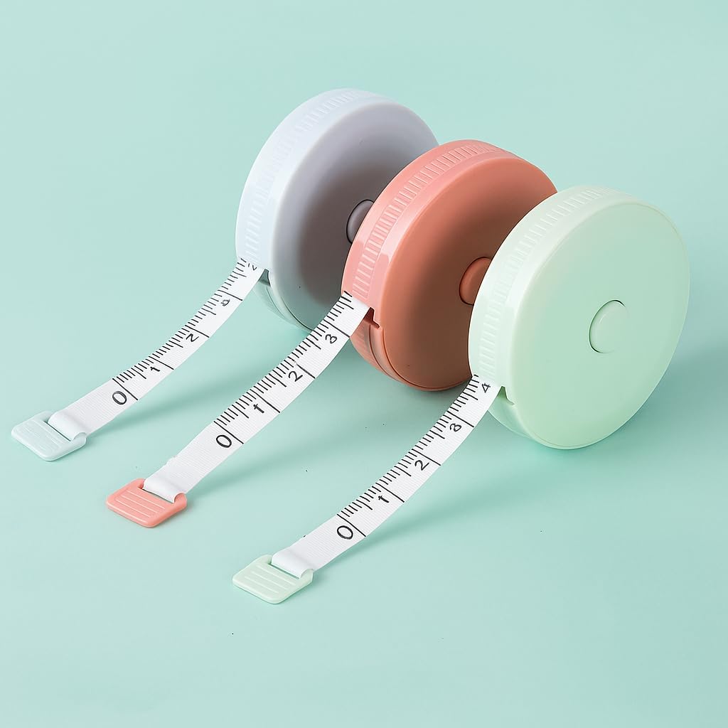 Woffely Retractable Body Measuring Tape (Pack of 1), Pocket Size Soft Flexible Tape Measure with Auto Retract Button for Body Measurement, Sewing, Tailoring, Fabric & Home Use-image-24
