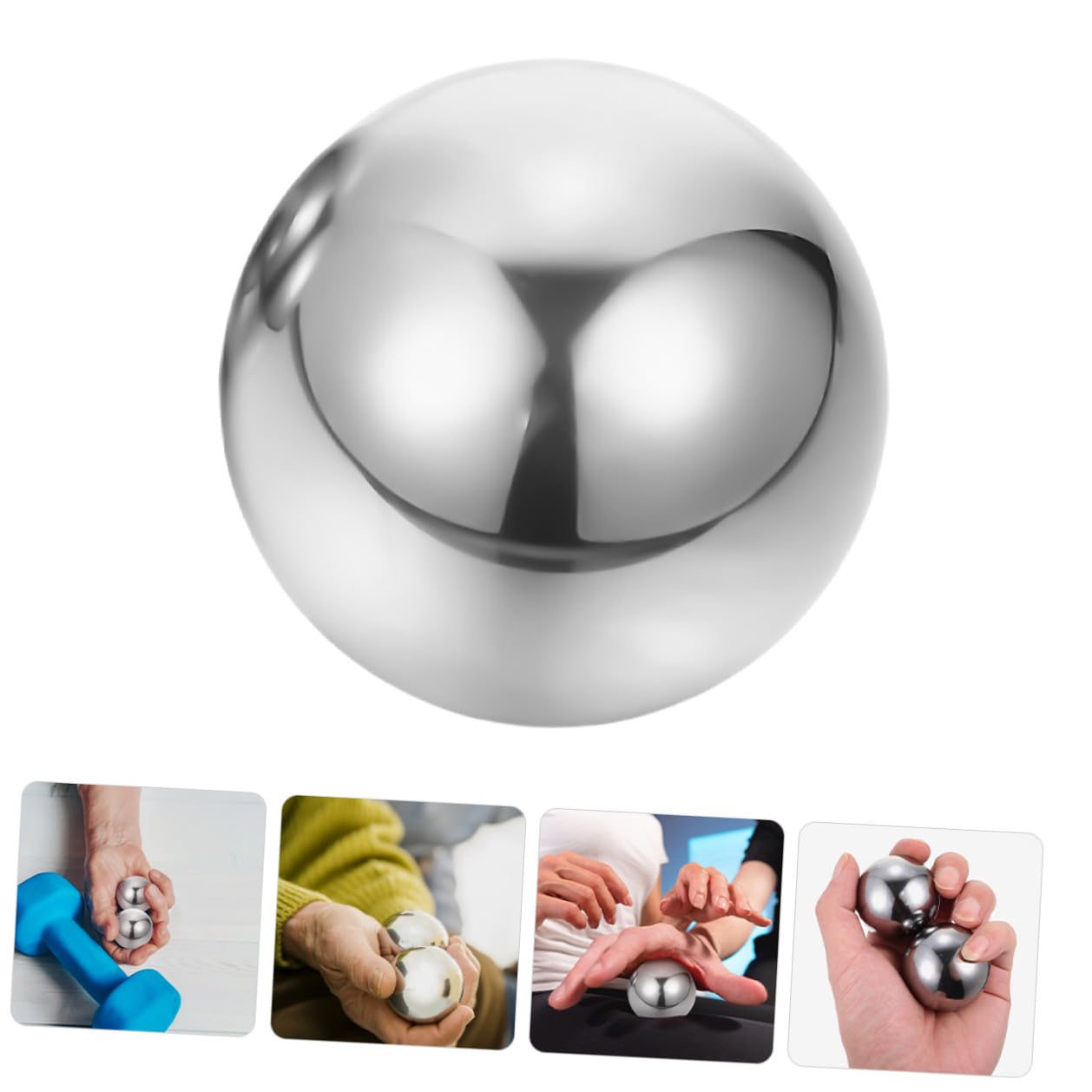 Massageball Satz 1 Paar aus Edelstahl, Silber, für Handübungen