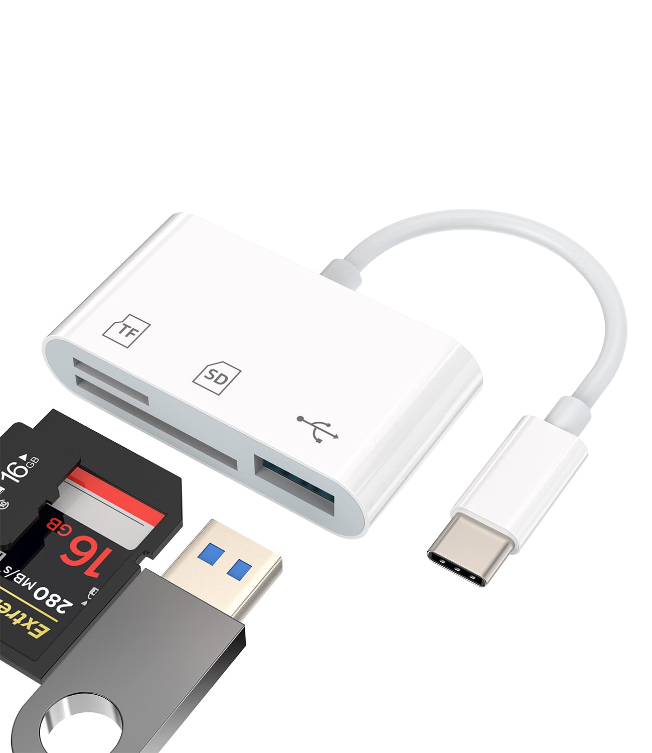 USB C Hub USB 3 0 Port TF Micro SD Card Reader 3in1 Type C Thunderbolt 4 Flash