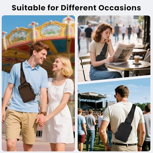 Image of Sling Bag, Crossbody Bag with Zipper Lock, RFID & Water Resistant for Women and Men Small Chest Bag for Travel Casual