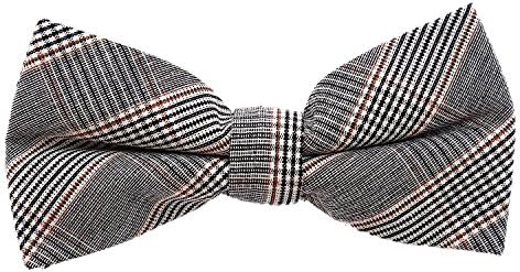DonDon Mucha męska 12 x 6 cm bawełniana w kratę w stylu tweed zawiązana z płynną regulacją
