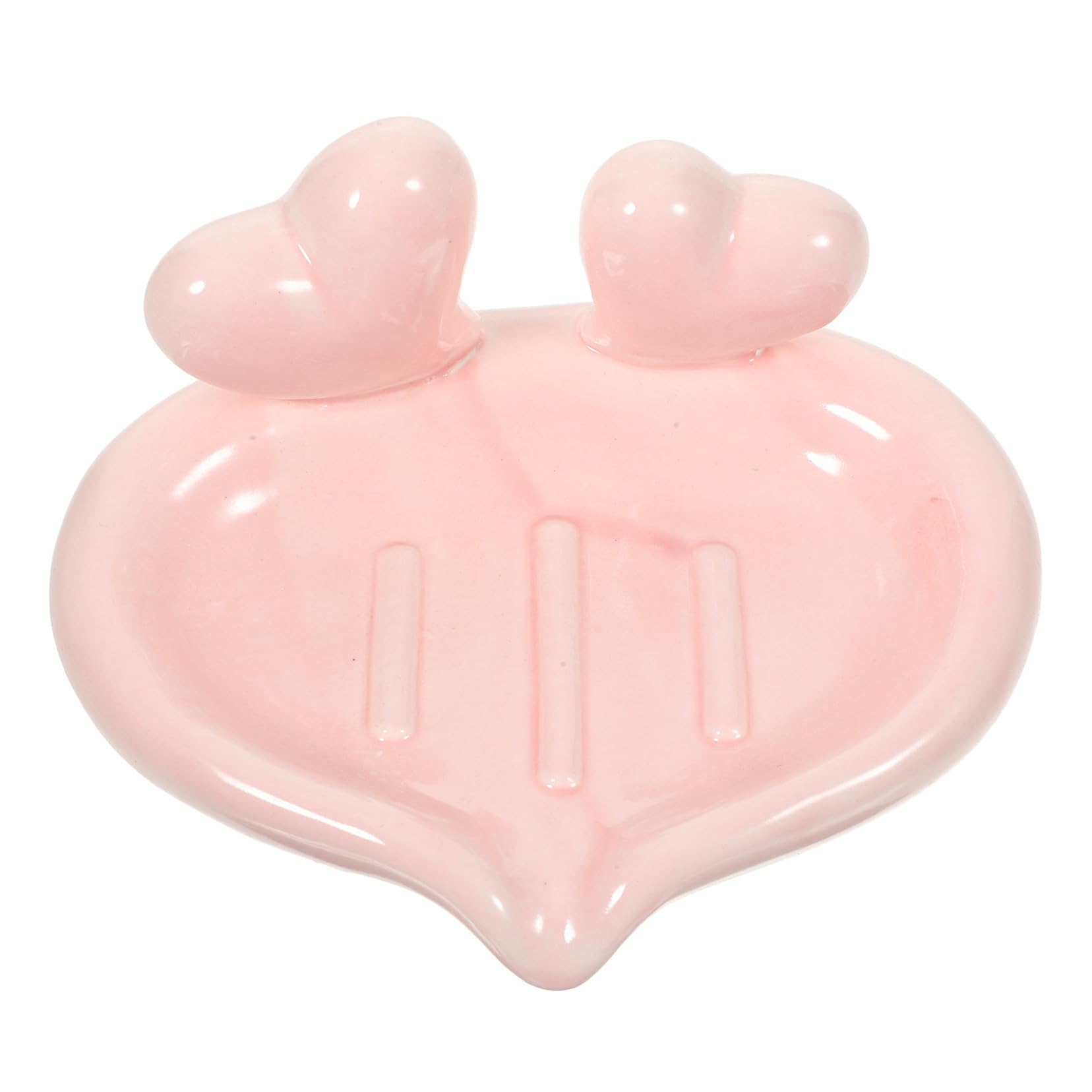 Jabonera de Baño en Forma de Corazón de Cerámica Rosa 1 Pieza | Diseño Creativo, Función de Drenaje, Fácil de Limpiar, para Aseo Público y Detalle de Obsequio