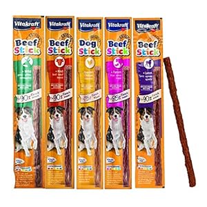 *NEW* CASE OF 50 MIXED VARIETY VITAKRAFT DOG BEEF STICKS 5 FLAVOURS SOFT MEATY DOG TREAT STICKS