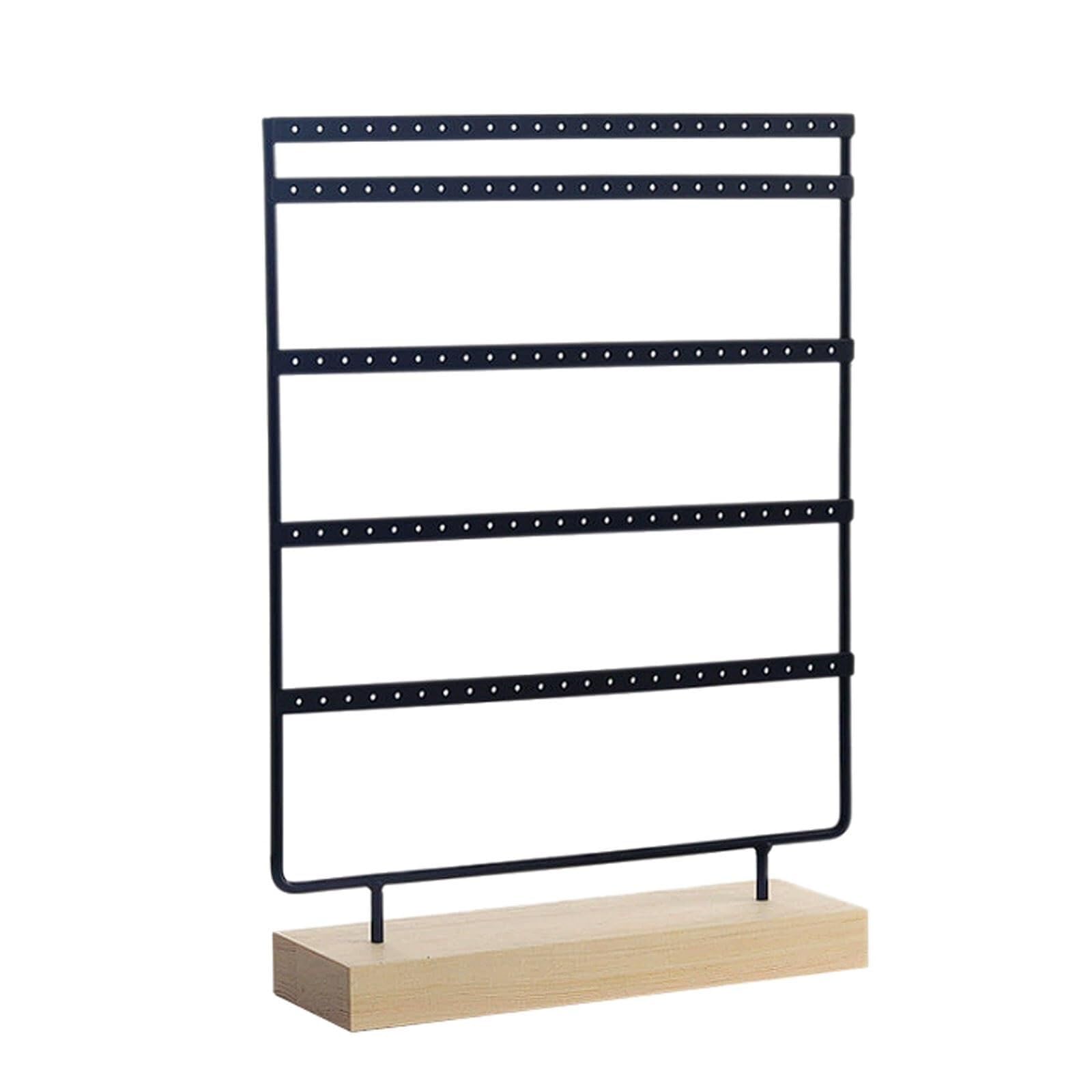 WxuuLTGJR Jewelry Display Stand 5-Tier Jewelry Easel Stand Iron Necklace Tower Rack 120-Hole Hanging Showcase Holder Earring Organizer Tree(Nero)