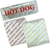 Outside the Box Papers Printed Foil Hamburger, Cheeseburger and Hot Dog Sacks 24 Each of Hamburger and Cheeseburger and 48 Hot Dog Bags Silver, Red, Yellow