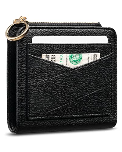 Leather Wallet for Woman RFID Blocking Bifold Small Compact Wallets Zipper Pocket Purse Large Capacity Card Hold Case with ID window