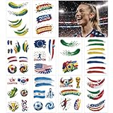 Football Tatouage Ephemere, Ballon de Foot Coupe du Monde 2026 Tatouage pour Enfant, Adulte, 10 Feuilles, Style Peinture à I'huile, Accessoires de Supporters de Football, Cadeau Foot Garcon et Fille