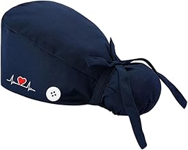 LEEQ Calot Chirurgical en Tissu, Casquettes de Travail Réglable Bandana avec Bouton Chapeau de Peintre Coton Femmes Casquette Cache Poussière pour Cheveux Longs, Infirmiers, médecins, dentistes
