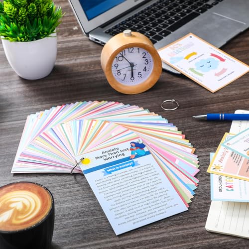 72 Pcs Anxiety Coping Skill Cards Social Anxiety Relief & Self Care Flashcard with Metal Binder Rings Coping Strategy Therapy Cards for Family University and Office (4.3 x 3.2 Inches) - Image 6