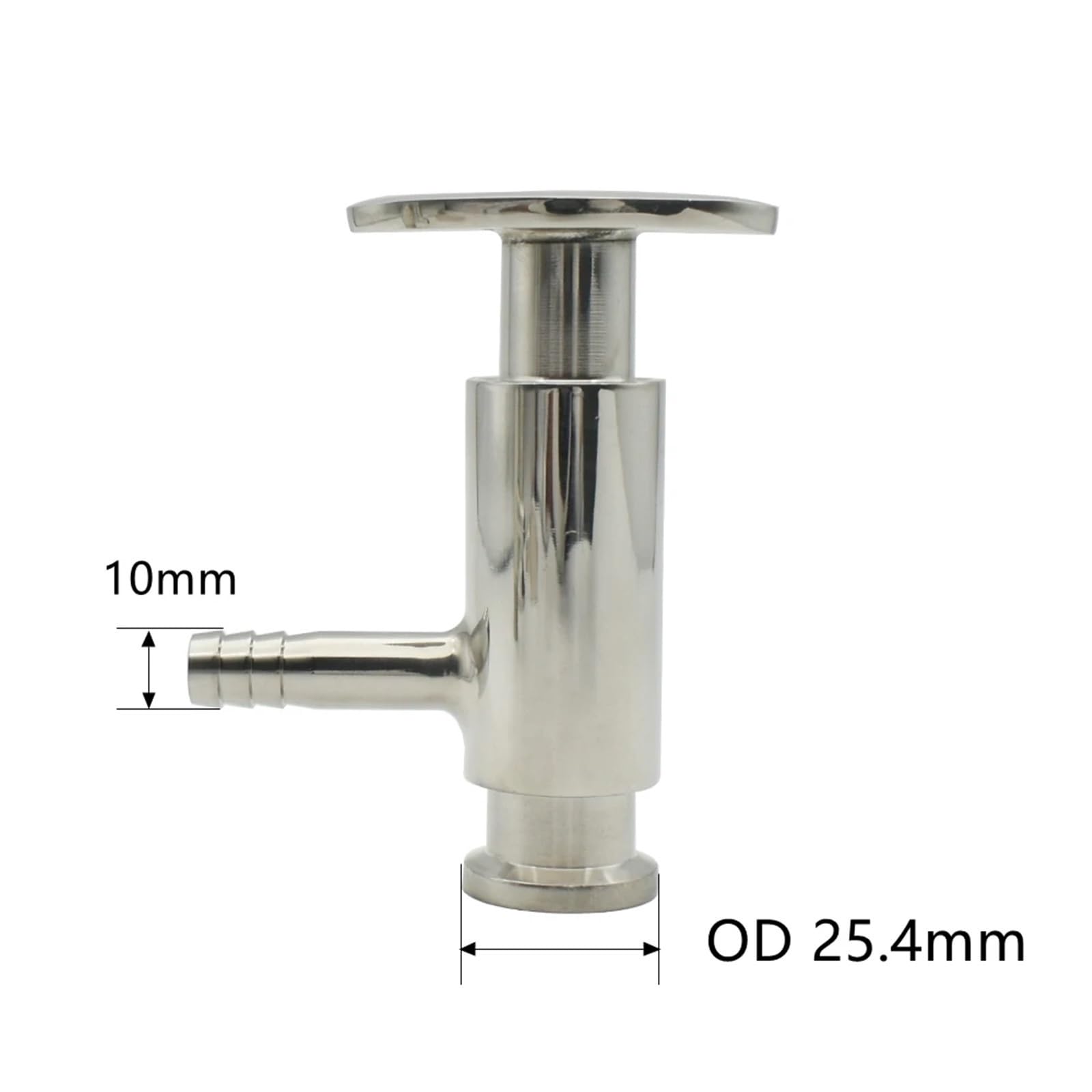 Gwint BSP 1/4" 1/2" 25,4 mm 50,5 mm, 10 mm Zacisk węża ze stali nierdzewnej SS304 Zawór do pobierania próbek z ręczną rączką(OD25.4mm)