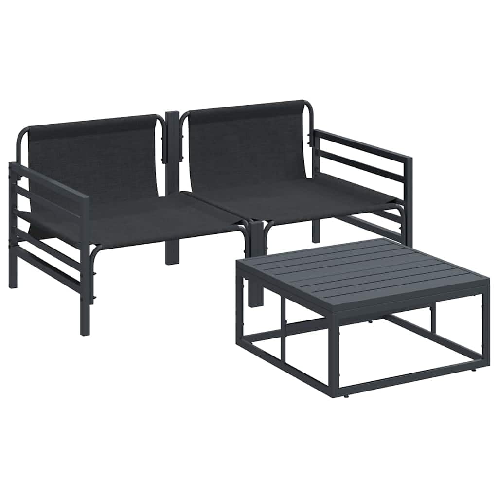 3-częściowy zestaw mebli ogrodowych, stal antracytowa, nowoczesny zestaw mebli outdoorowych na taras, balkon, odporny na warunki atmosferyczne, łatwy w pielęgnacji, stylowe siedzisko