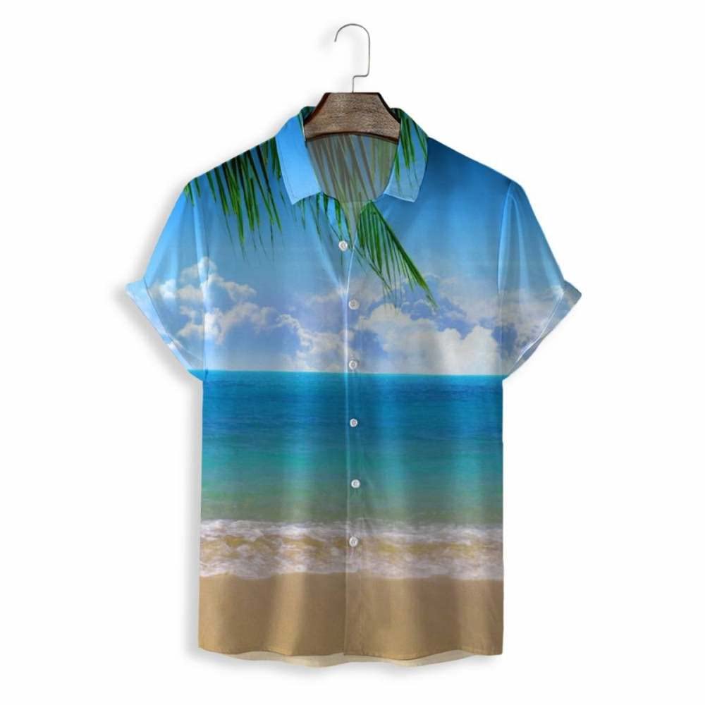 Chemise de plage à séchage rapide et manches courtes avec imprimé tropical