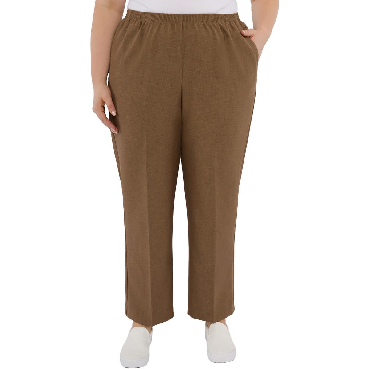 Alfred Dunner Womens Womens Plus-sizeclassic Signature Fit Textured Trousers with All-Around Elastic WaistbandCasual Pants