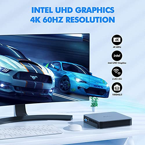Mini-PC Windows 11, 8 GB DDR4/256 GB ROM, Intel Celeron N5105 (bis zu 2,9 GHz) Mini Desktop-PC mit WLAN 2,4 + 5 GHz, Dual-Display VGA+HDMI@4K HD, 1000 Mbps für Bildung, Business, Zuhause – Bild 7