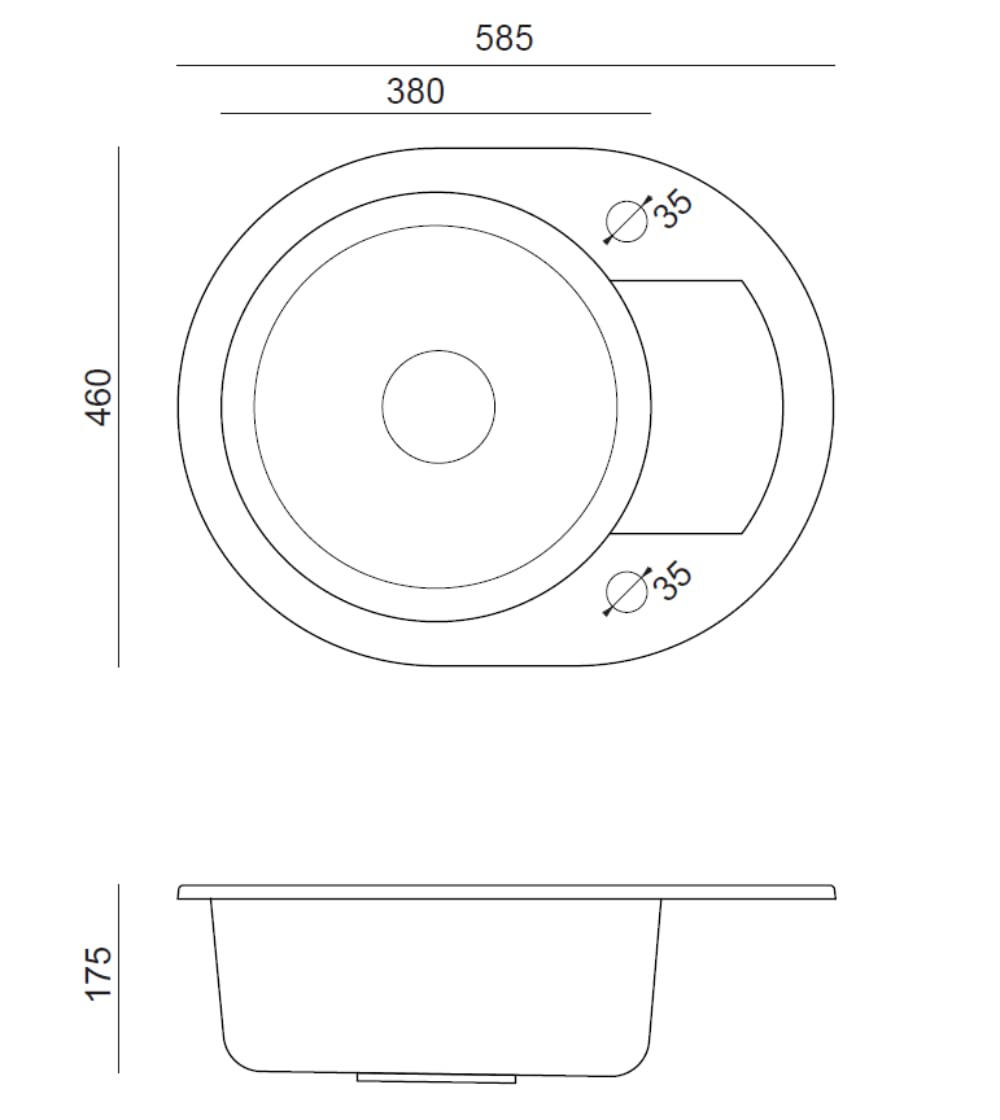 Fregadero fregadero Granito 59 x 46 cm Individual Platillos fregadero cocina fregadero salpicado Reversible + drexex Center + Sifón Lavabo + 360 ° giratorio U forma de grifo cocina grifo grifo de