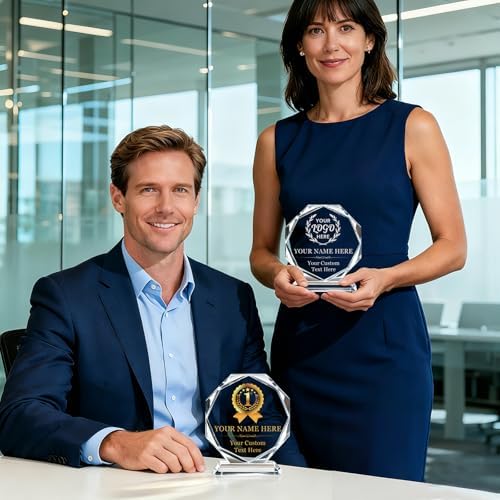 NANFUNCF Custom Trophy Award,Customized Plaque Personalized Engraved and UV Printed with Logo and Text,Employee Appreciation Gifts for Coworkers Boss Retirement Farewell,Thank You Gift - 1