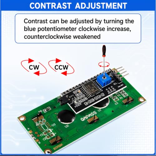 Image of 10 Packs I2C LCD Screen 1602 16x2 Character Display Module, 5V Serial Interface with Blue Backlight for DIY Electronics Projects