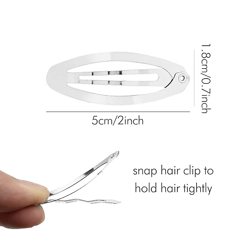 Miniatura 2 de Lawie Paquete de 100 pinzas de metal ovaladas de 2 pulgadas 2.0 in, horquillas plateadas, pinzas finas y finas, accesorios de bricolaje para mujeres