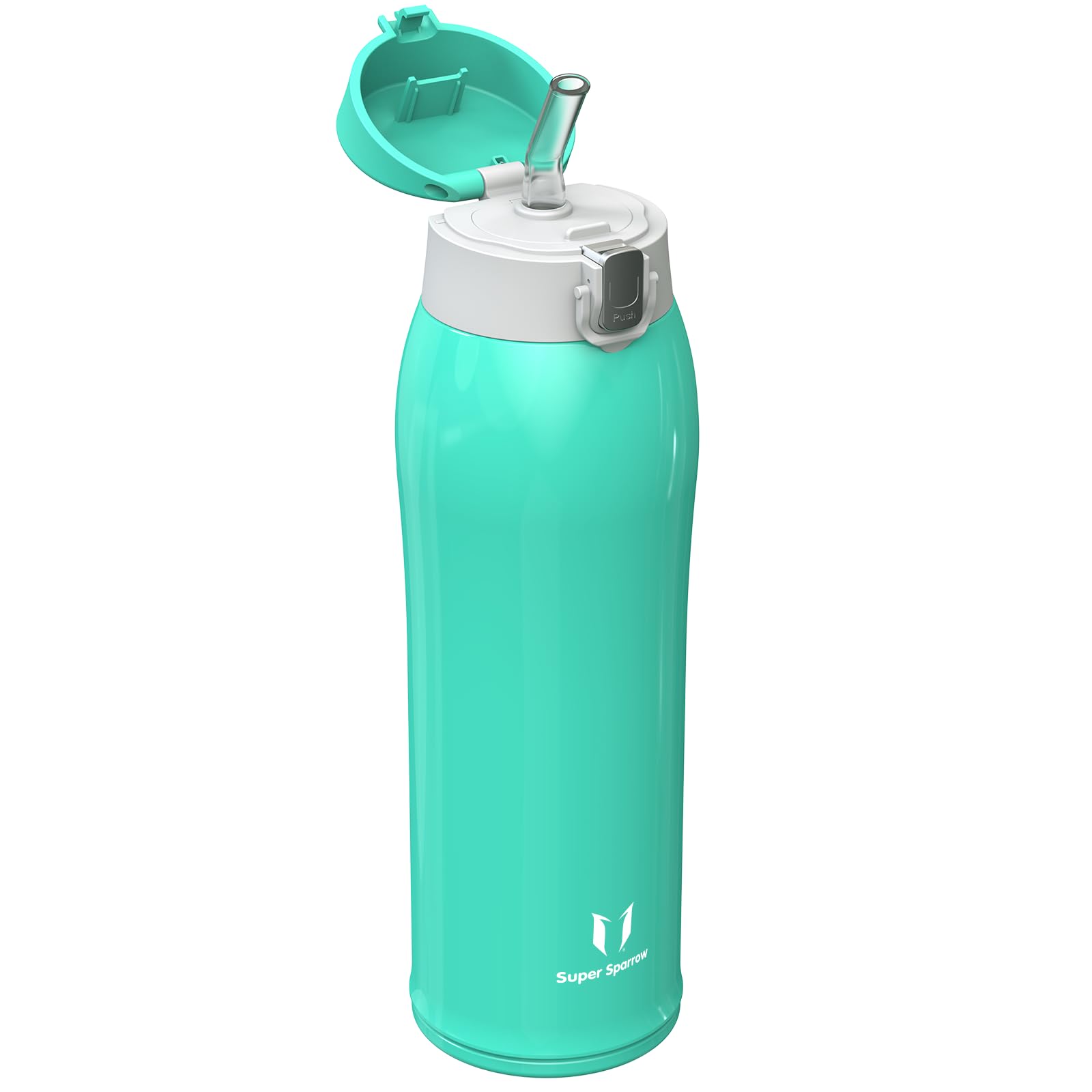 Super Sparrow Borraccia Termica Cannuccia, Borraccia in Acciaio Inox - 350ml, 500ml, 750ml, 950ml - Senza BPA Tazza Borracce Termiche, Bottiglia Termica per Bambini, Scuola, Sportiva