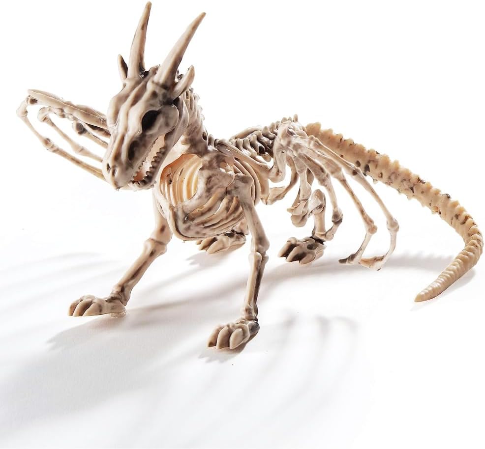Prextex Dragon Skeleton Bone White - Spooky Scary Home Decorations for Halloween Party and Events| Toy Decor and Accessories for Indoor and Outdoor Use