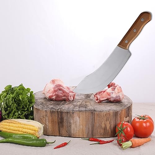 Image of Machado German High Carbon Stainless Steel Conical Edged Cleaver, Peeling, Paring, Boning Knives, Suitable for Cutting Vegetables, Fish, etc for Kitchen, Hotel, Restaurants - 12 in