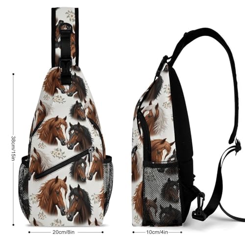 Fashion Dress Decor Sling Backpack Shoulder Bag, Day Pack, Chest Shoulder Bag For Travel Shopping Horse2