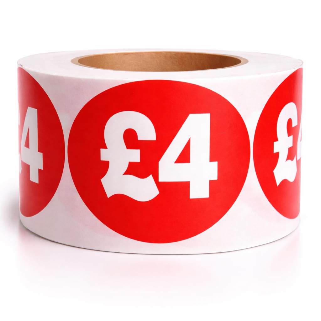 ยฃ4 Self Adhesive Stickers Sticky Labels Price Labels for Retail Price Display 45mm Diamter Roll of 500 Stickers