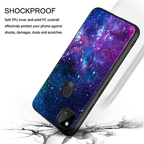 BENTOBEN Google Pixel 4A Case, Pixel 4A Case Nebula, Slim Glow in the Dark Hybrid Hard PC Soft Rubber Bumper Protective Cases Cover Purple Nebula Galaxy Pattern Phone Cases for Google Pixel 4A, Nebula