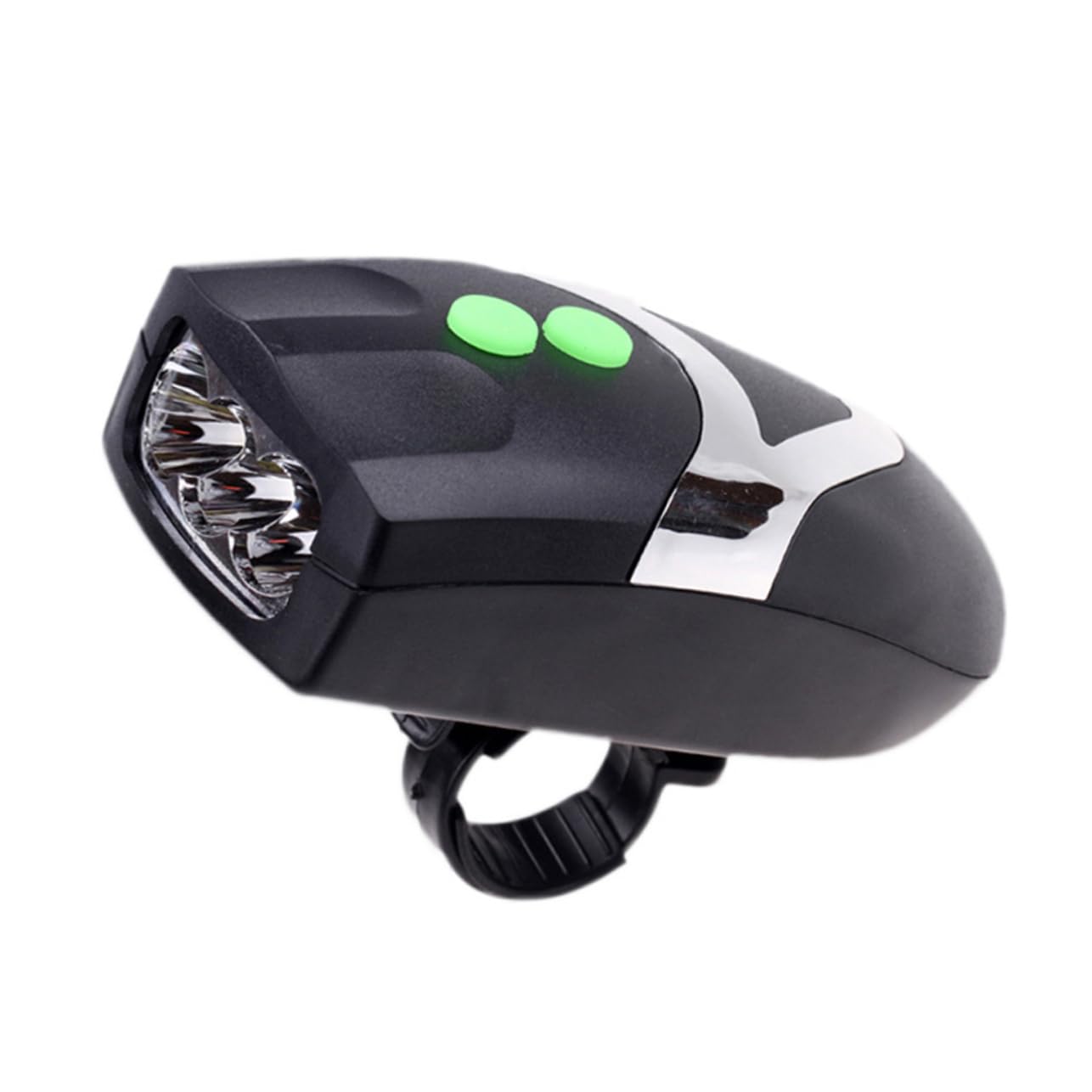 Mikikit Portable LED Bike Headlight Electric Horn LED White Light with Easy Mounting Bracket for Night Riding Safety for Bicycles Black