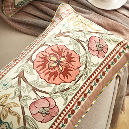 Patdrea Decorative Rectangle Throw Pillow Covers, Linen Farmhouse Throw Covers 12"X 20",Vintage Floral Throw Pillow Case For Couch Sofa Bed Living Room #TOP4