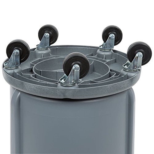 TableTop King Brute 20 Gallon Gray Trash Can, Lid, and Dolly Kit - Thumbnail 2