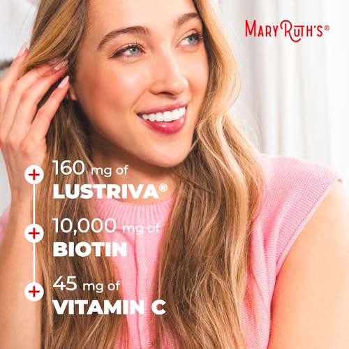 Image of MaryRuth's Multivitamin + Hair Growth Gummies | with Lustriva | Biotin 10000mcg | B Vitamins | Formulated for Thicker Hair, Wrinkles, Fine Lines, Skin Care | Ages 18+ | 30 Servings