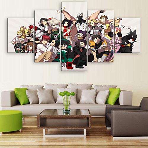5 Leinwandbilder Rahmen Wandbilder Wohnkultur HD My Hero Academia Animation Bild auf Leinwand Dekoartikel Poster & Kunstdrucke Leinwanddrucke