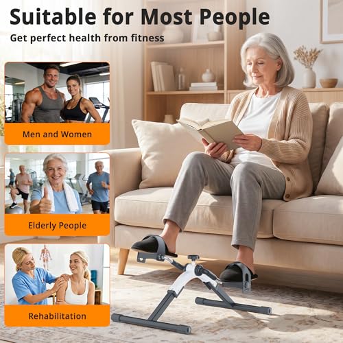 Image of Folding Pedal Exerciser Mini Exercise Bike Under Desk Bike for Arms and Legs Workout, Portable Desk Bike Peddler Machine for Sedentary Officer & Seniors