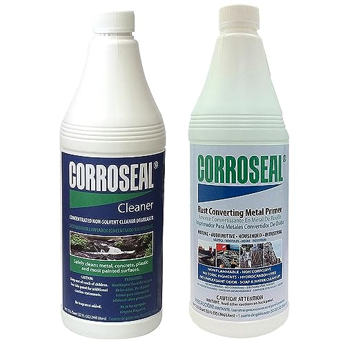Corroseal Water-Based Rust Converter & Metal Primer Kit, Includes (1) Quart Cleaner & (1) Quart Rust Converter