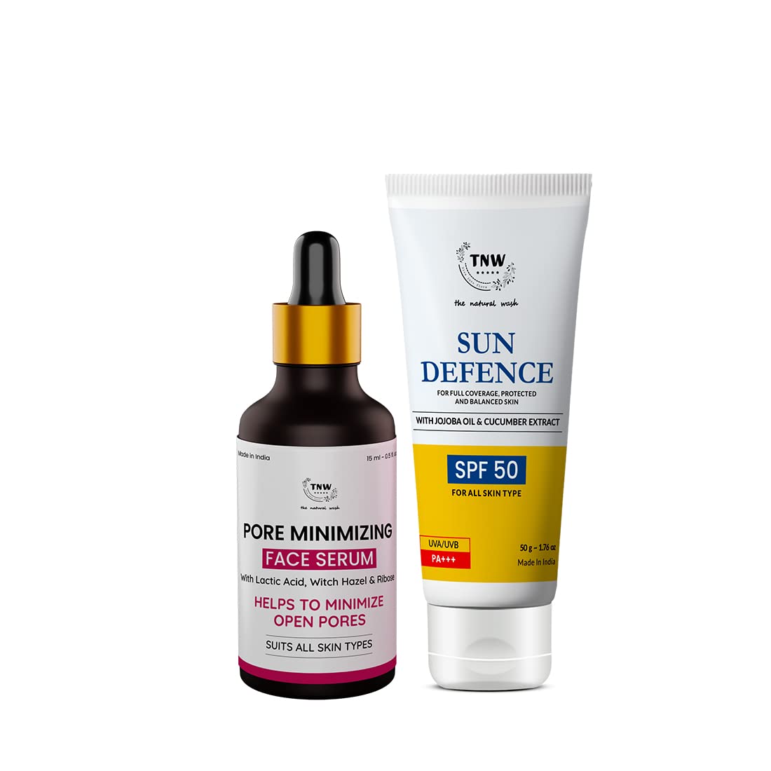 TNW-The Natural Wash Skincare Combo with Sun Defense SPF 50 & Pore Minimizing Face Serum | For Protection Against Sun Damage & Minimizing Open Pores-image-42