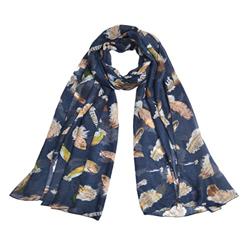 TrendsBlue Elegant Women's Feather Print Fashion Scarf Wrap2