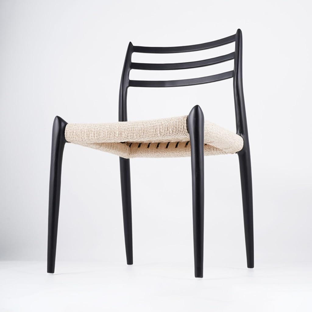 TemkIN Home Dining Chair, Rattan Solid Wood Seat, Patio Garden Leisure Chair, Outdoors Rattan Sunlounger, Lazy Home Backrest Wicker Chair