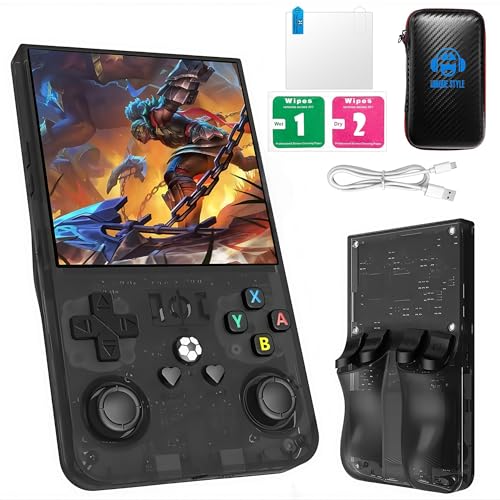 2025 Upgraded R36MAX Retro Handheld Game Console,128GB Built-in 22,000+ Classic Games,Portable Open Source Linux System,4.0-inch 4K HD IPS Screen & Video Player (Black 128G)