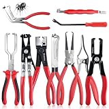 Preciva 10PCS Fuel Line Disconnect Tool Set, Oil Line Pliers Kit Radiator Hose Clamp Pliers Fuel Filter Remover with Electrical Connector Disconnect Pliers for Automotive, Motorcycle,Mechanical Repair
