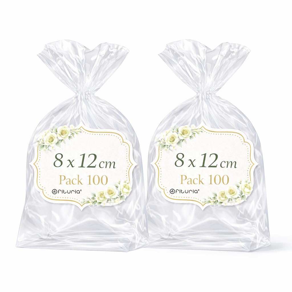 Ofituria Bolsas Celofán Transparente 10 x 15 cm, Bolsas Transparentes para Chuches y Regalos – Bolsas Plastico Transparente para Cumpleaños Infantiles, Galletas y Detalles, 1 Pack (100 Bolsas) — view 40
