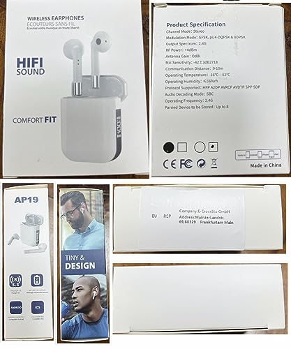 Bluetooth-hörlurar, trådlösa hörlurar Bluetooth HiFi stereoljud, IPX5 vattentäta trådlösa hörlurar, touch-kontroll, trådlösa hörlurar, USB-C Quick Charge 24 timmar, sporthörlurar för resor