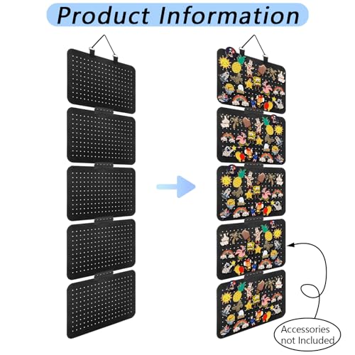 Hanging Enamel Lapel Pin Display Panels Organizer with 5 Loose-leaf Board Pieces, Removable Hanging Brooch Pin Storage Display Pages, Enamel Lapel Pin Display Panels at Least 210 Pins3