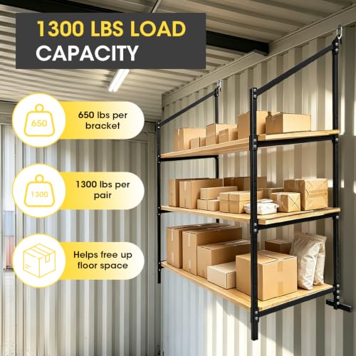 4 Pack Shipping Container Shelf Brackets, 58.85" H x 25.66" D Heavy Duty Adjustable 3-Tier Steel Shelving System for Cargo Container Storage Organization by YeeJinHong - Used condition - Image 3