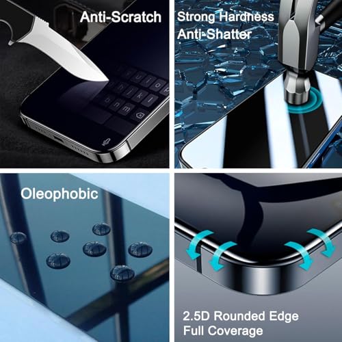 Image of TitanEdge True Privacy Tempered Glass Screen Protector Guard Compatible For iPhone 16 plus /15 plus, 9H Hardness, Easy Installation Kit, 4-Way 360, Anti-Spy - 1 Pack